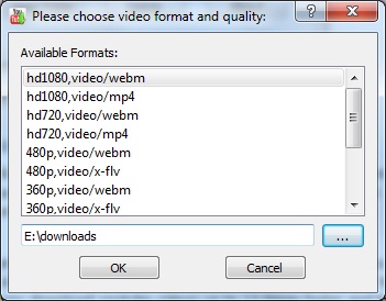select youtube video format and quality